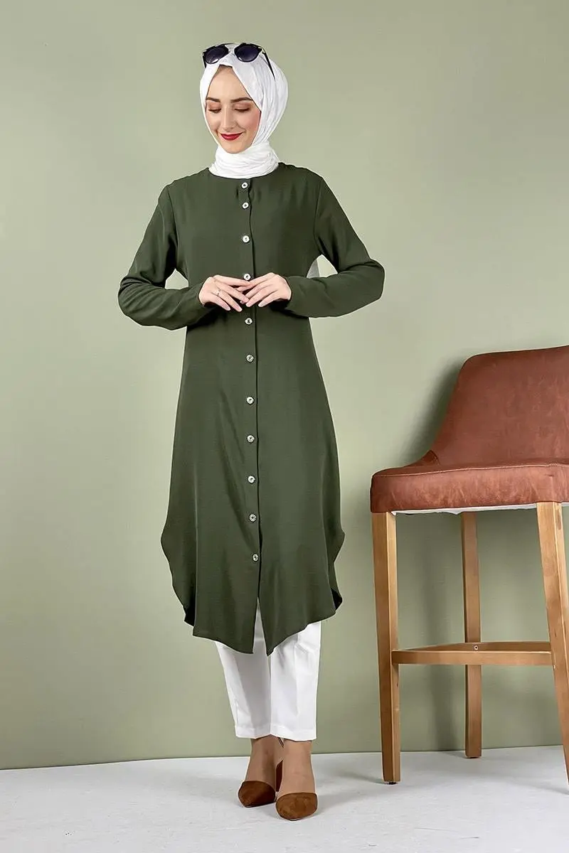 Large Size Aerobin Buttoned Tunic-detail