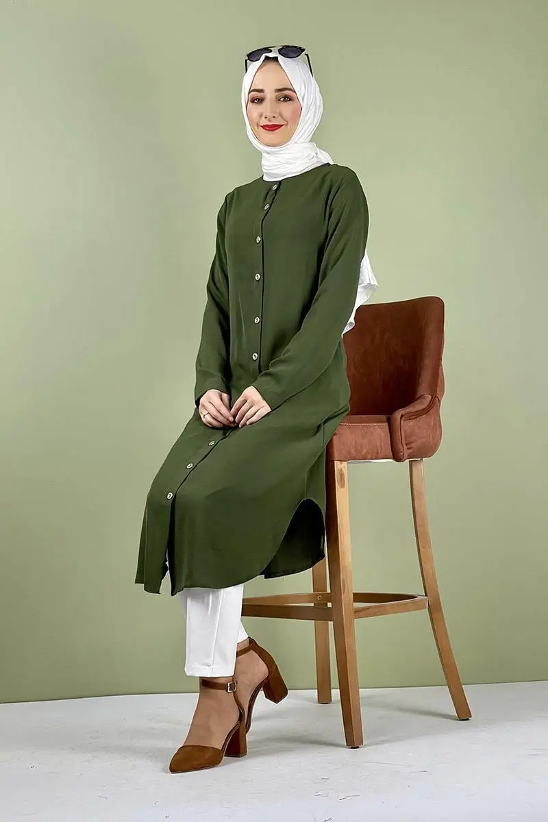 Large Size Aerobin Buttoned Tunic-detail