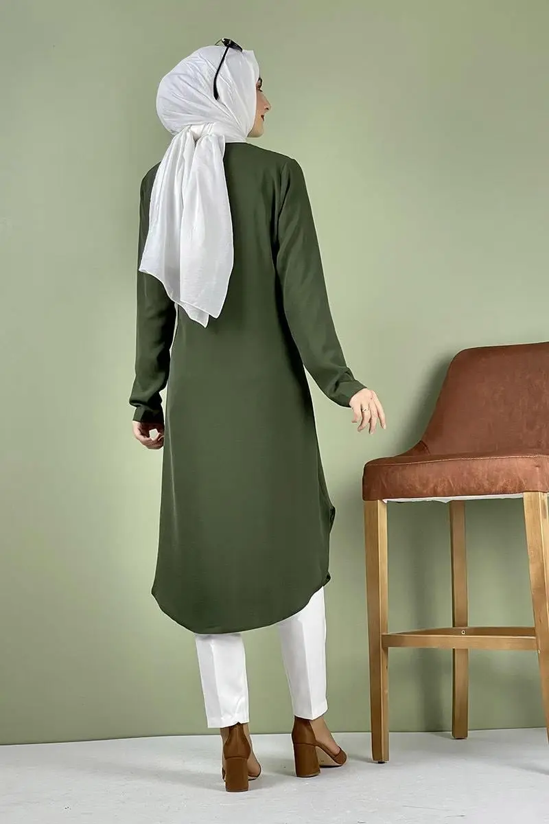 Large Size Aerobin Buttoned Tunic-detail