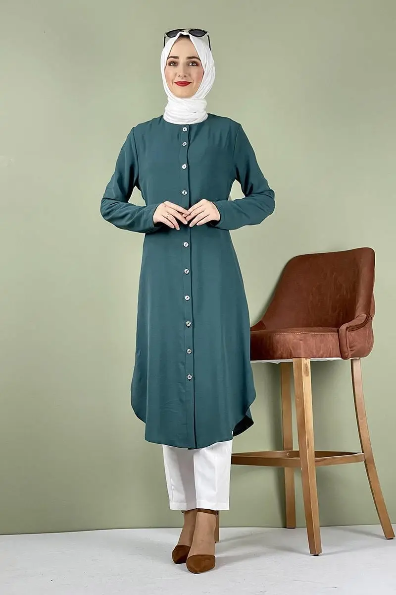 Large Size Aerobin Buttoned Tunic-detail