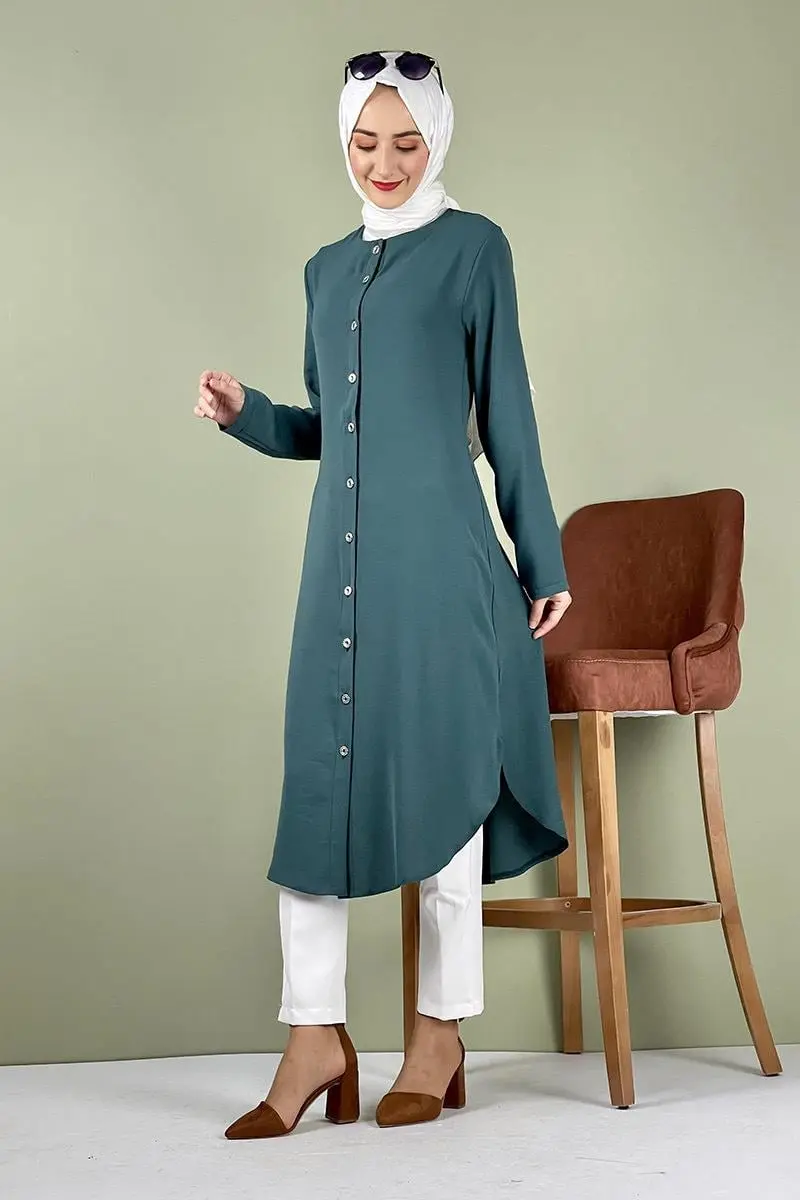 Large Size Aerobin Buttoned Tunic-detail