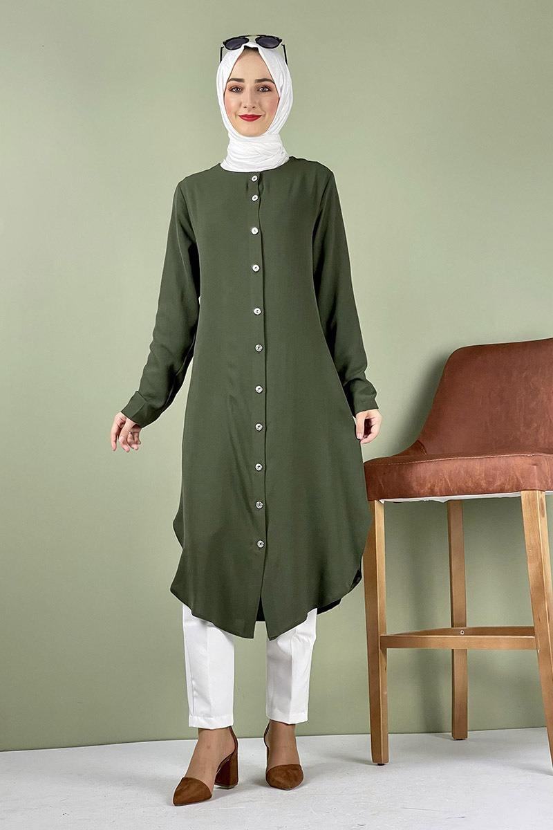 Large Size Aerobin Buttoned Tunic