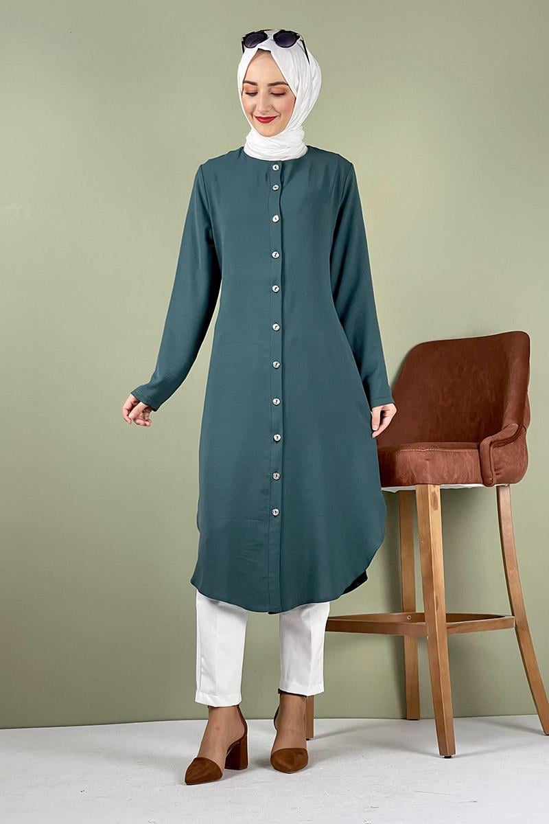 Large Size Aerobin Buttoned Tunic
