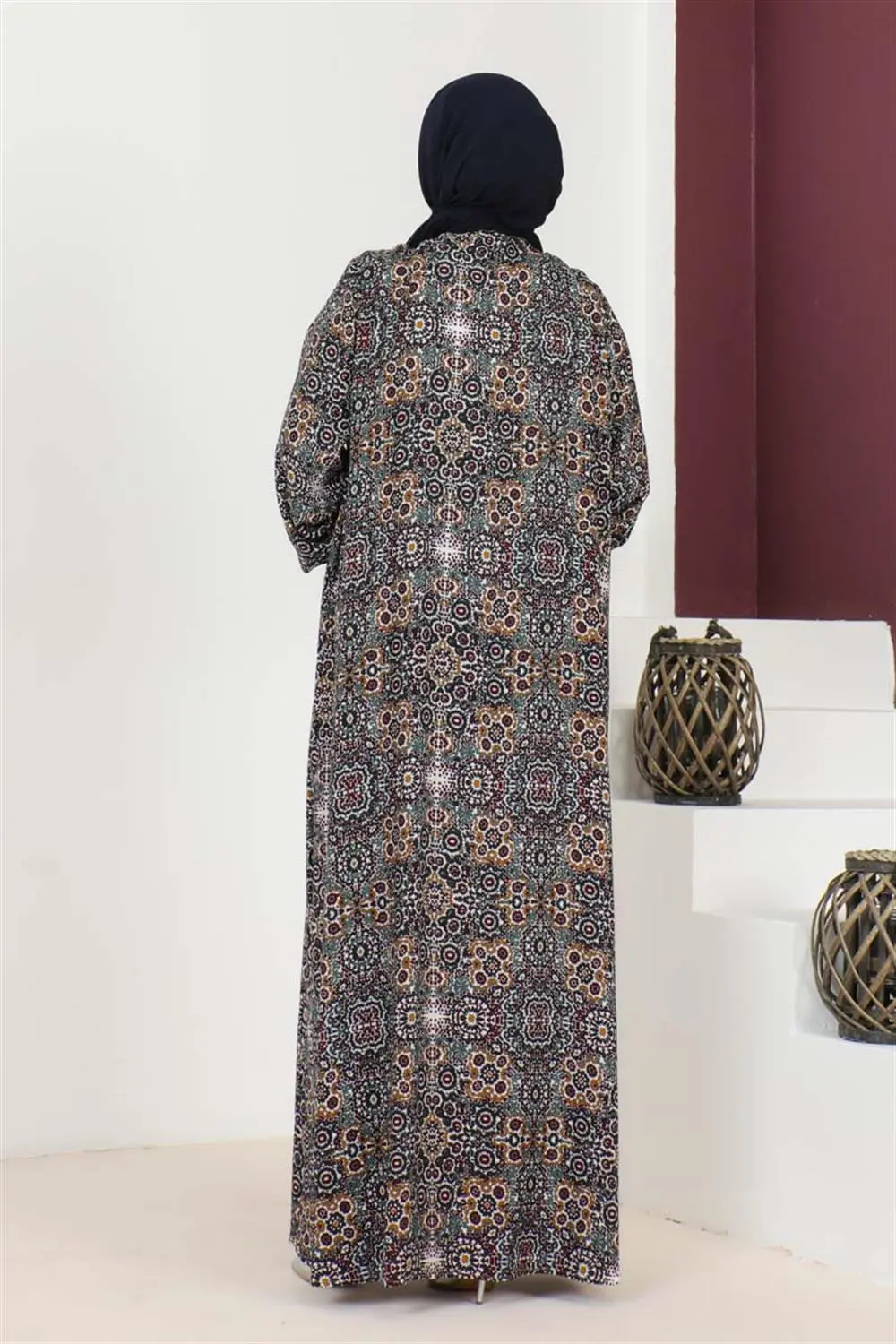 Büyük Beden Desenli Elbise-detail