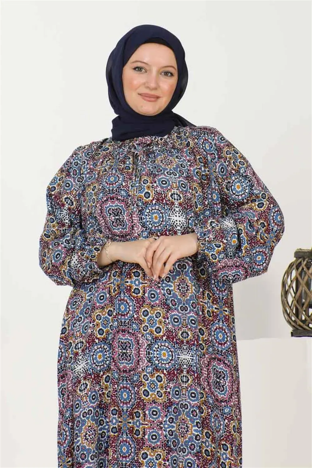Büyük Beden Desenli Elbise-detail