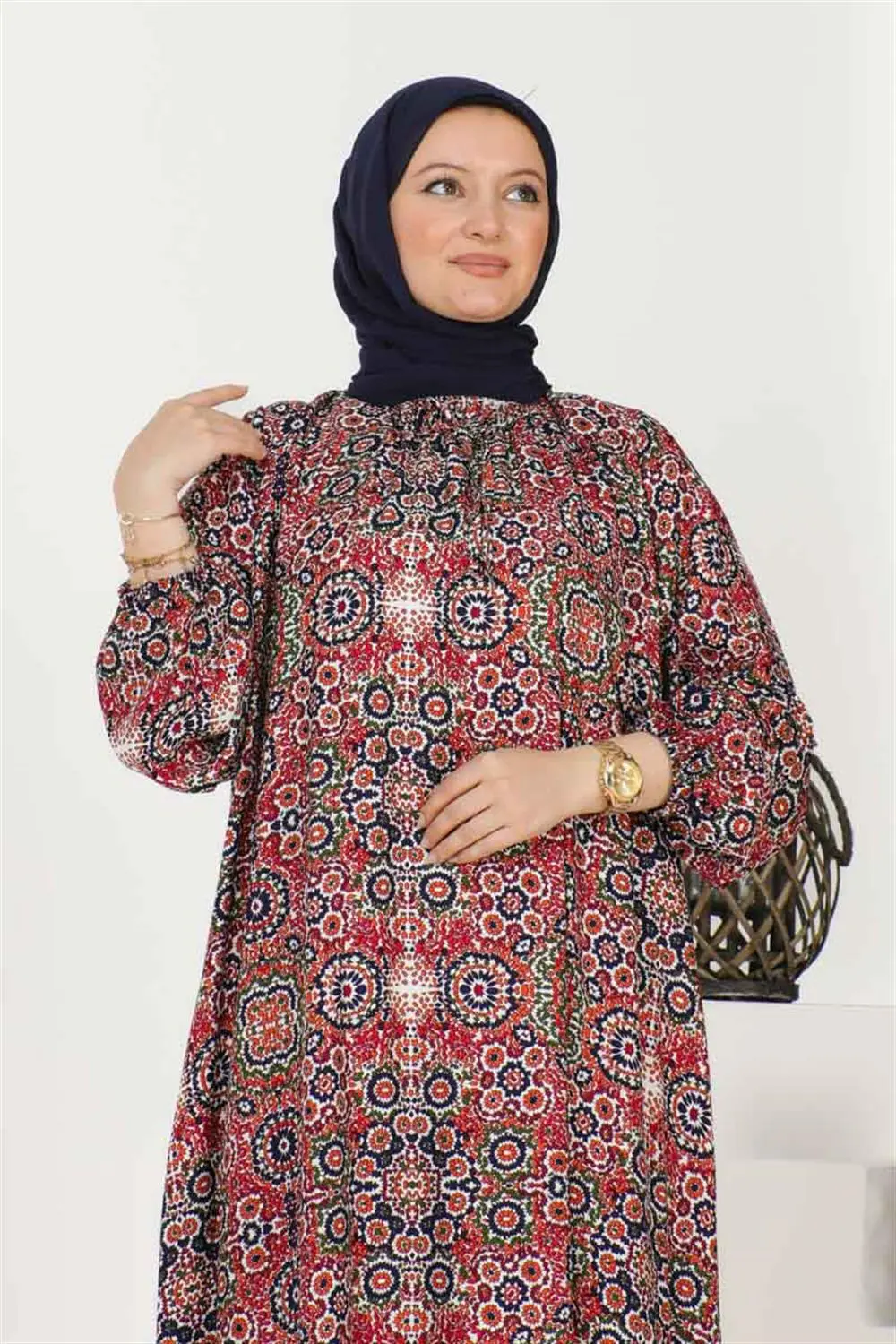 Plus Size Patterned Dress-detail