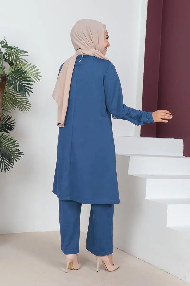 Büyük Beden Double Örme Takım Indigo-detail