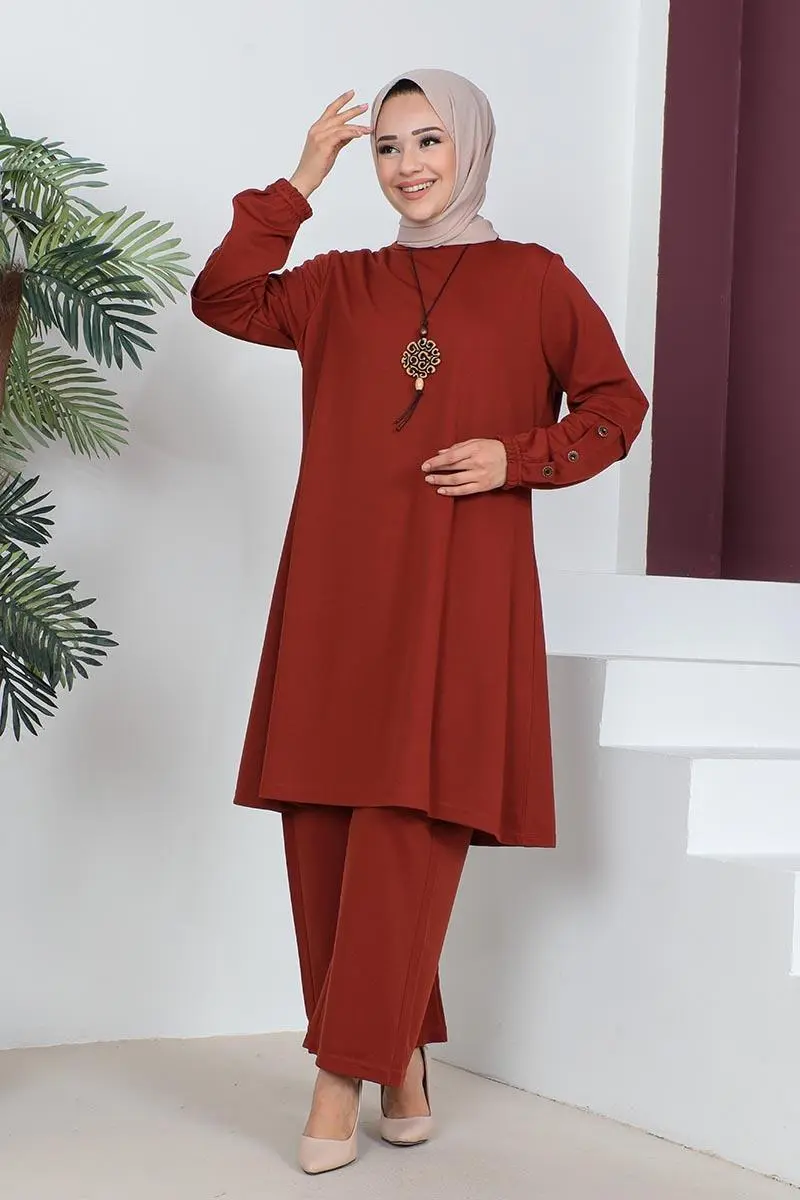 Büyük Beden Double Örme Takım Kiremit-detail