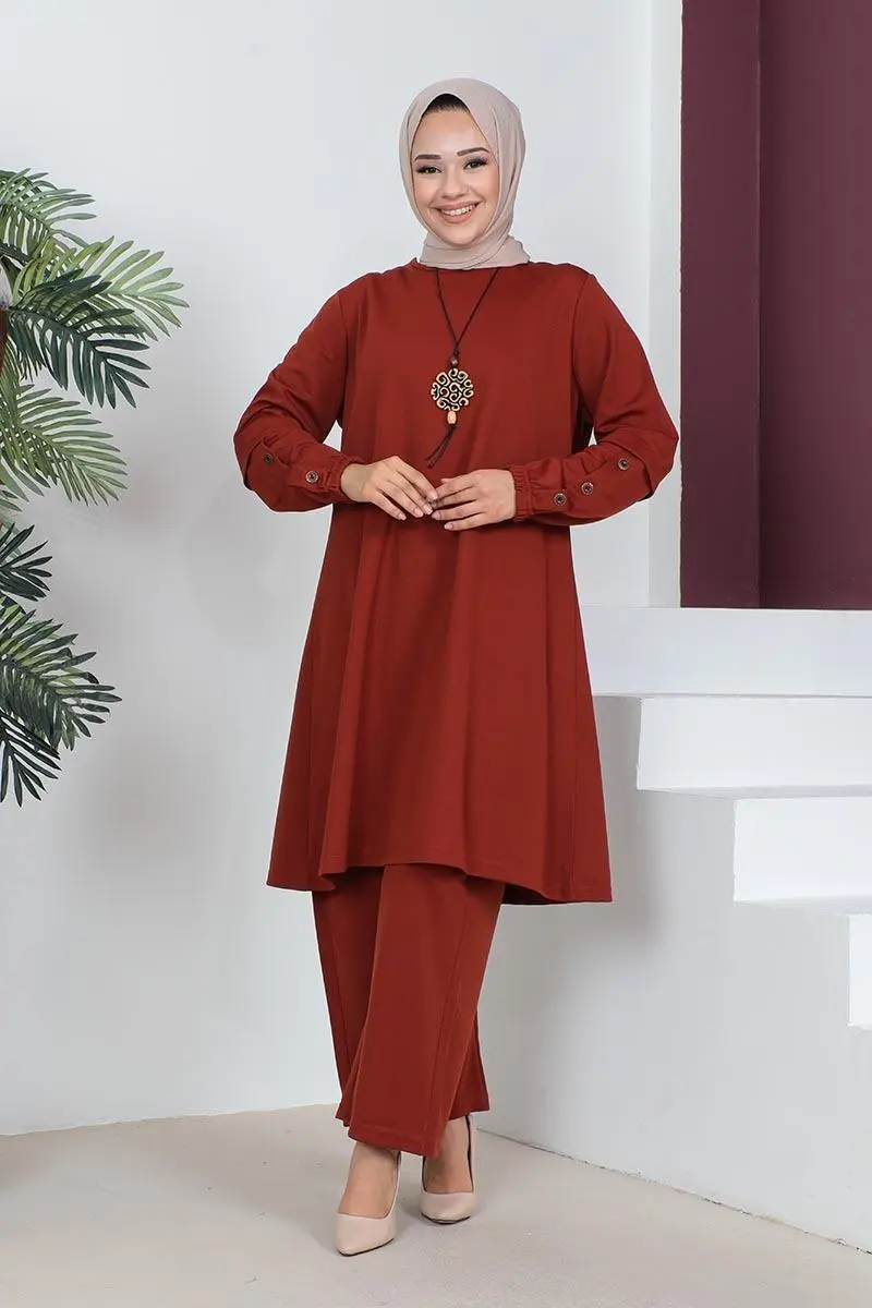 Büyük Beden Double Örme Takım Kiremit-detail