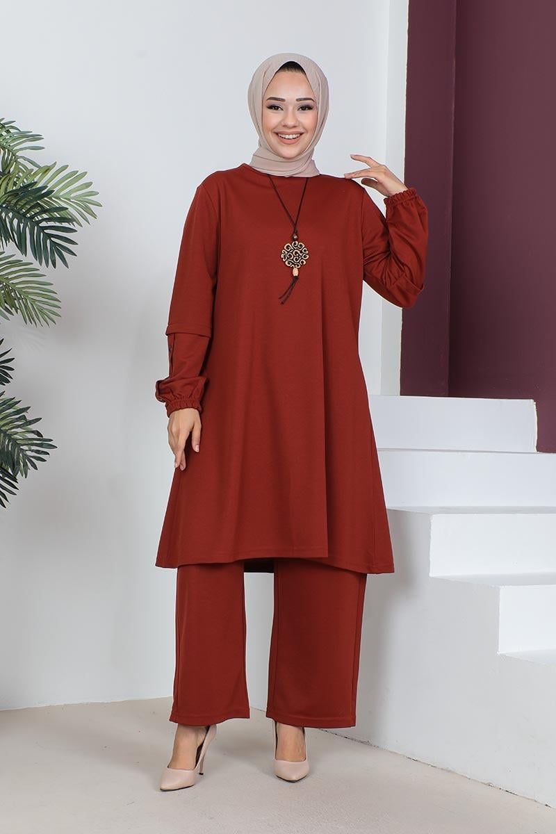 Büyük Beden Double Örme Takım Kiremit