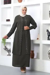 Büyük Beden Işlemeli Abiye Takım Elbise