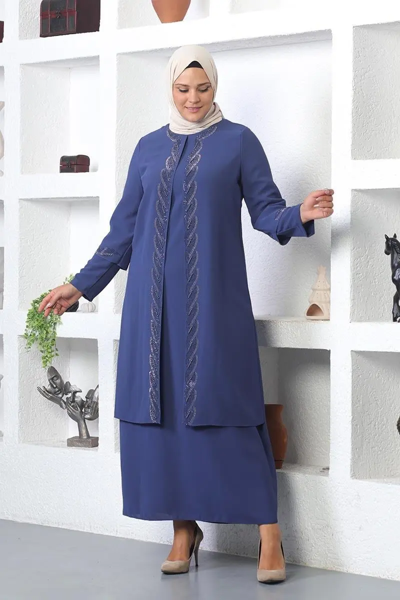 Büyük Beden Işlemeli Abiye Takım Elbise-detail