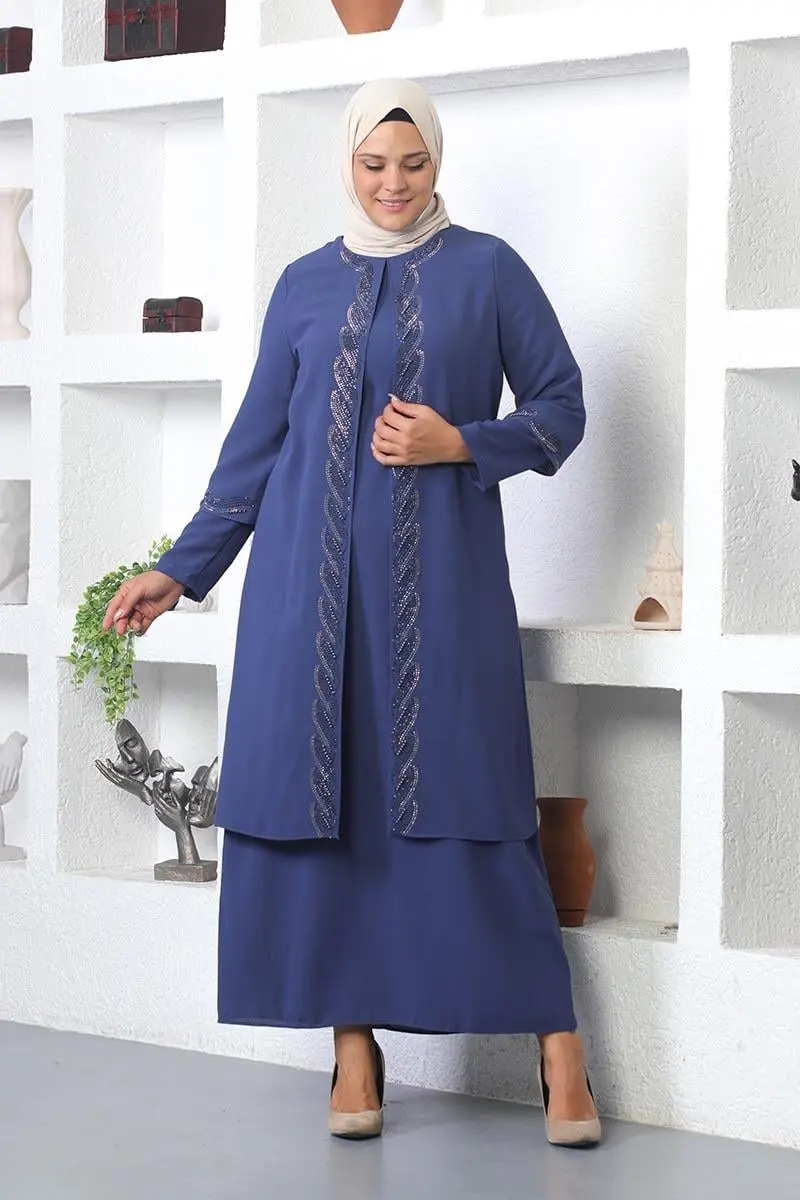 Büyük Beden Işlemeli Abiye Takım Elbise-detail