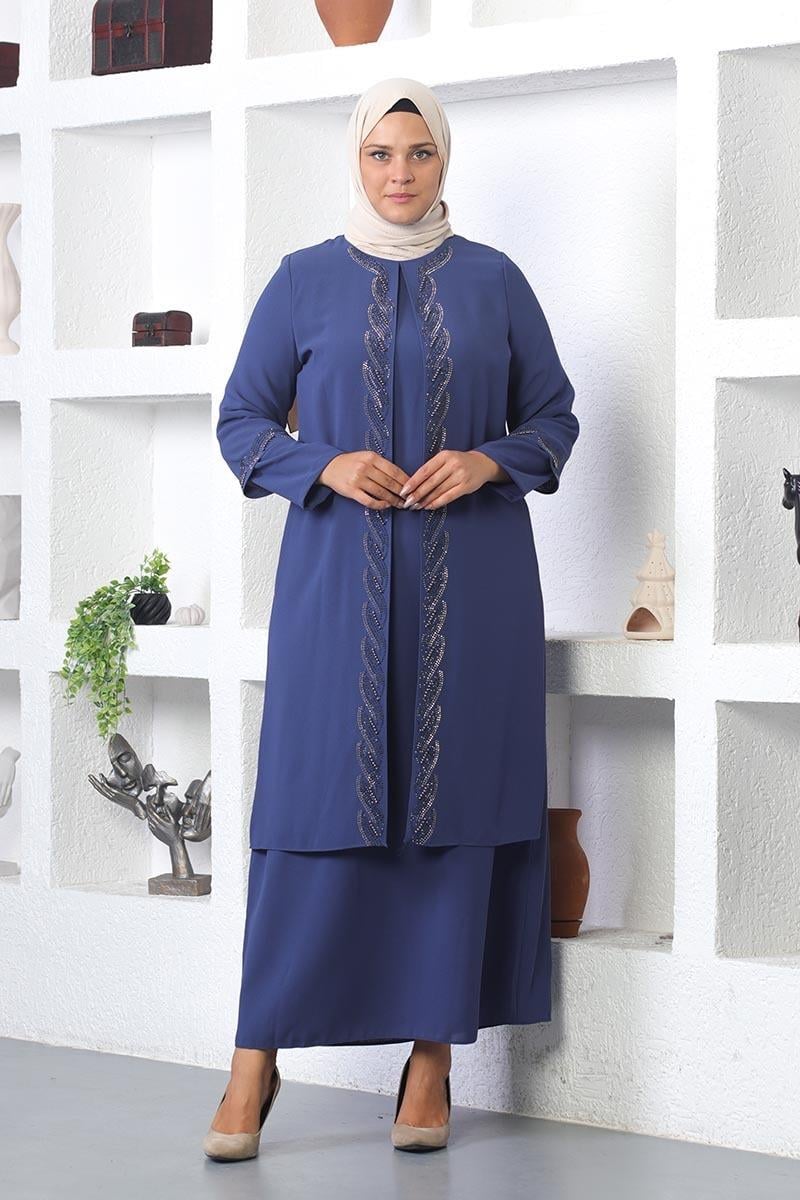 Büyük Beden Işlemeli Abiye Takım Elbise