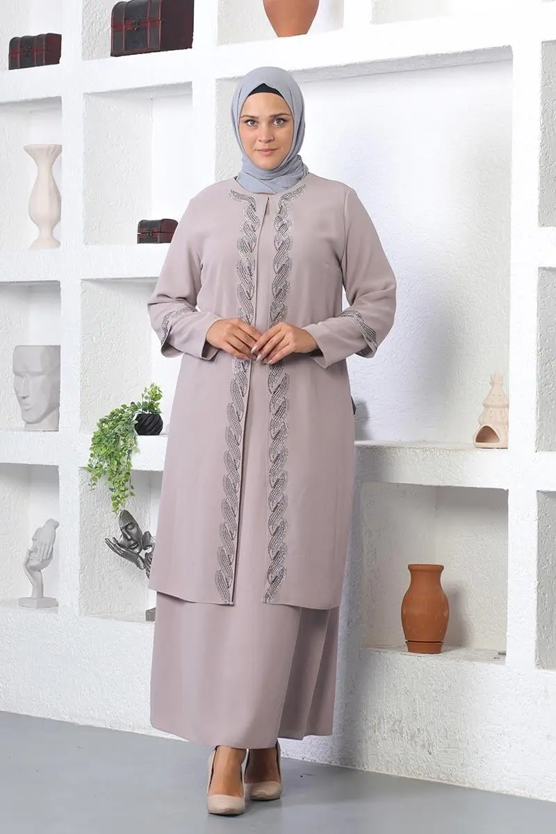 Büyük Beden Işlemeli Abiye Takım Elbise-detail