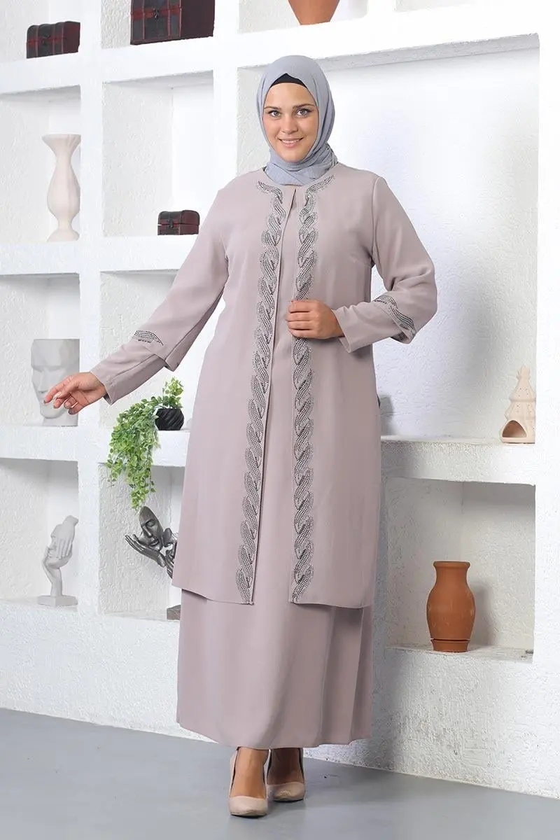 Büyük Beden Işlemeli Abiye Takım Elbise-detail