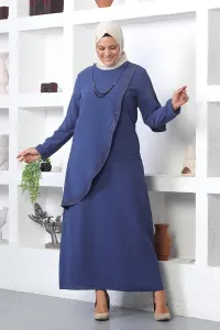 Büyük Beden Kolyeli Tesettür Abiye