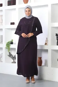 Büyük Beden Kolyeli Tesettür Abiye