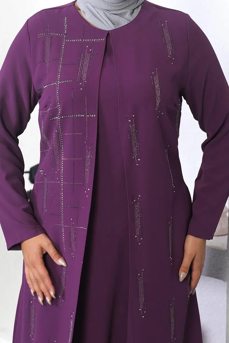 Büyük Beden Taş Işlemeli Abiye Elbise-detail