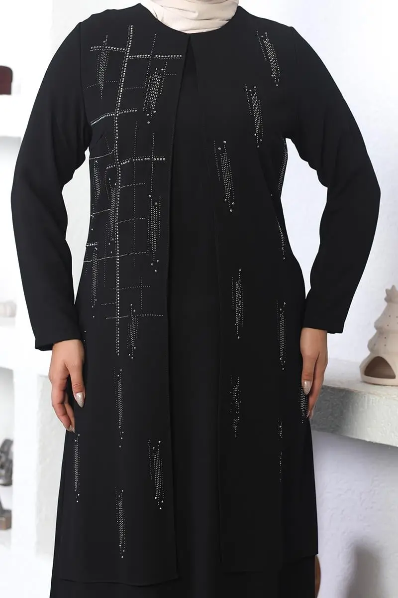 Büyük Beden Taş Işlemeli Abiye Elbise-detail