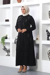 Büyük Beden Taş Işlemeli Abiye Elbise