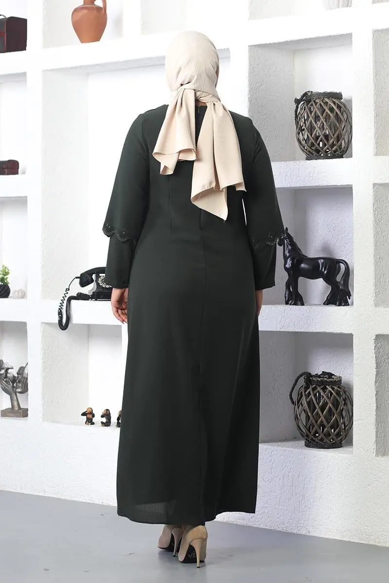 Büyük Beden Tesettür Işlemeli Abiye-detail