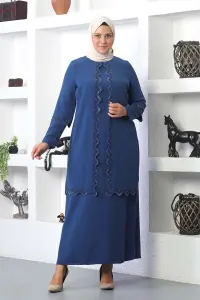 Plus Size Hijab Embroidered Evening Dress