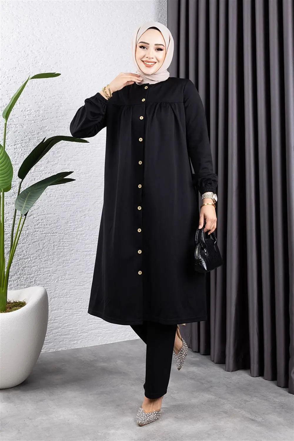 Gathered Hijab Set-detail