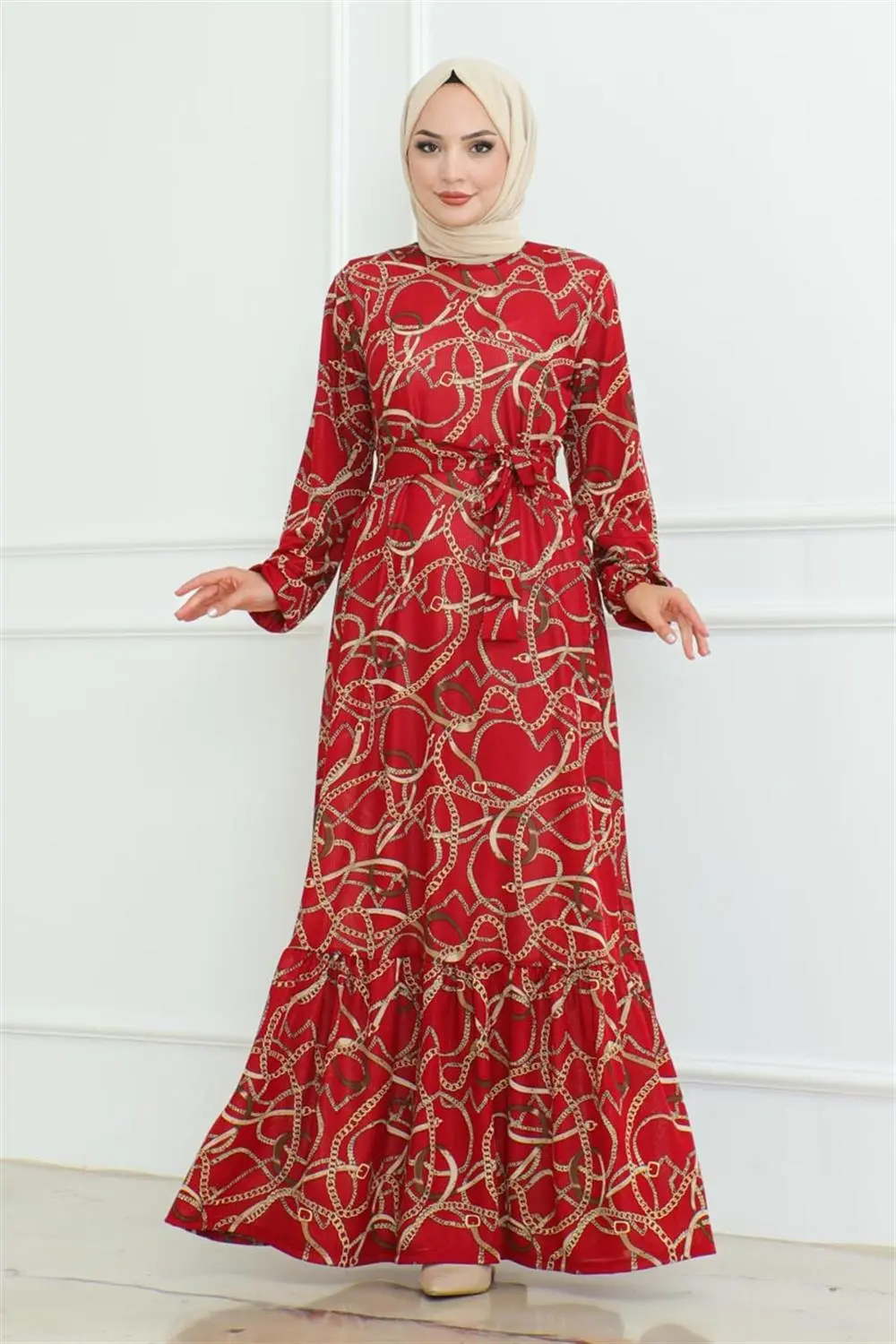 Gathered Chain Patterned Dress-detail