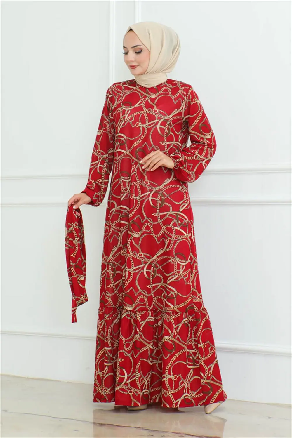 Gathered Chain Patterned Dress-detail