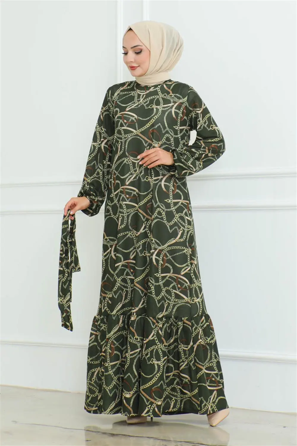 Gathered Chain Patterned Dress-detail