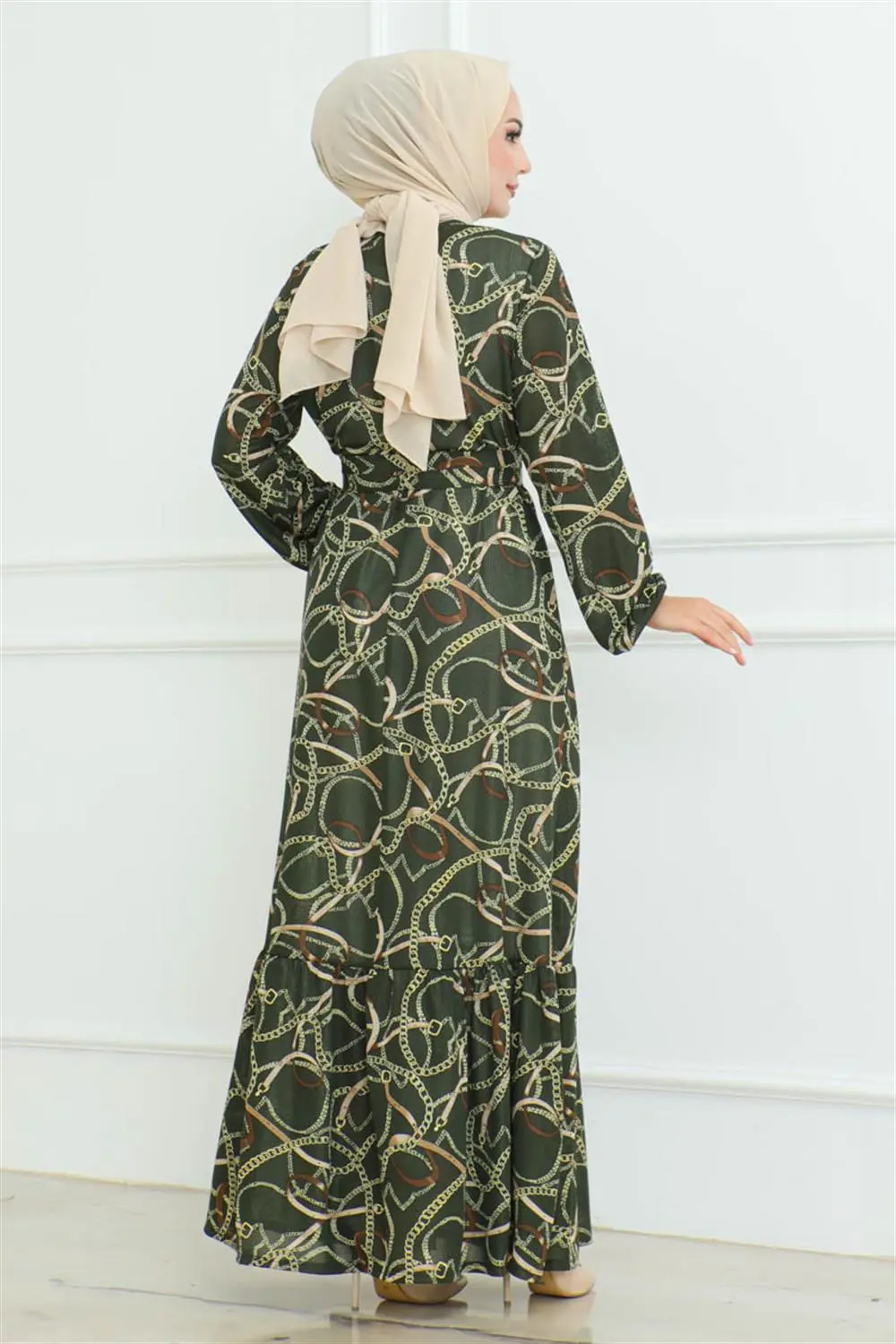 Gathered Chain Patterned Dress-detail