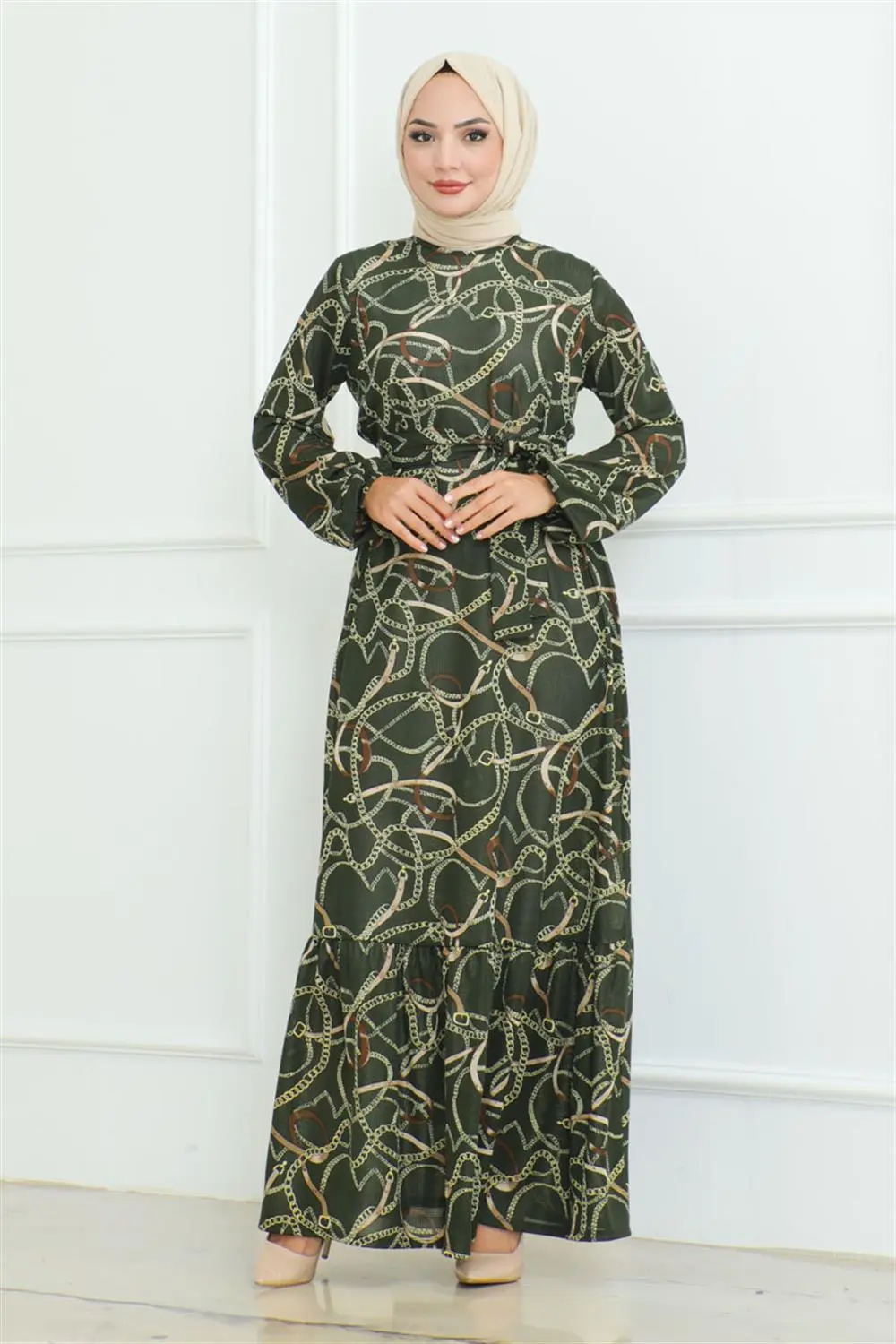 Gathered Chain Patterned Dress-detail