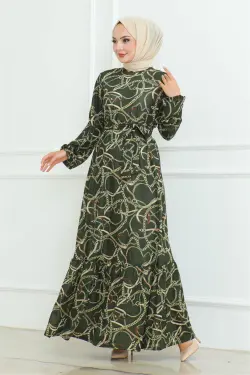 Gathered Chain Patterned Dress