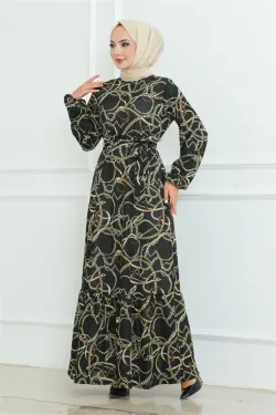 Gathered Chain Patterned Dress