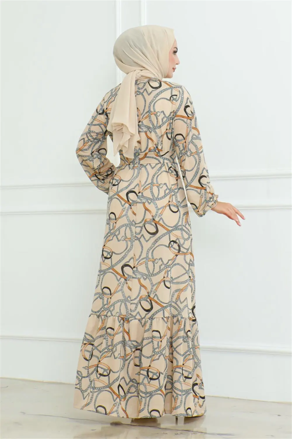 Gathered Chain Patterned Dress-detail