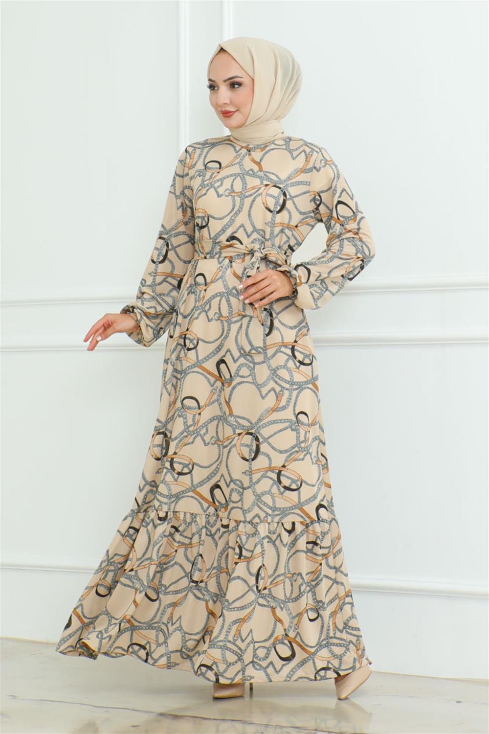 Gathered Chain Patterned Dress
