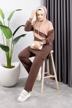 Çapraz Garnili Ribanalı Spor Takım Kahve Latte