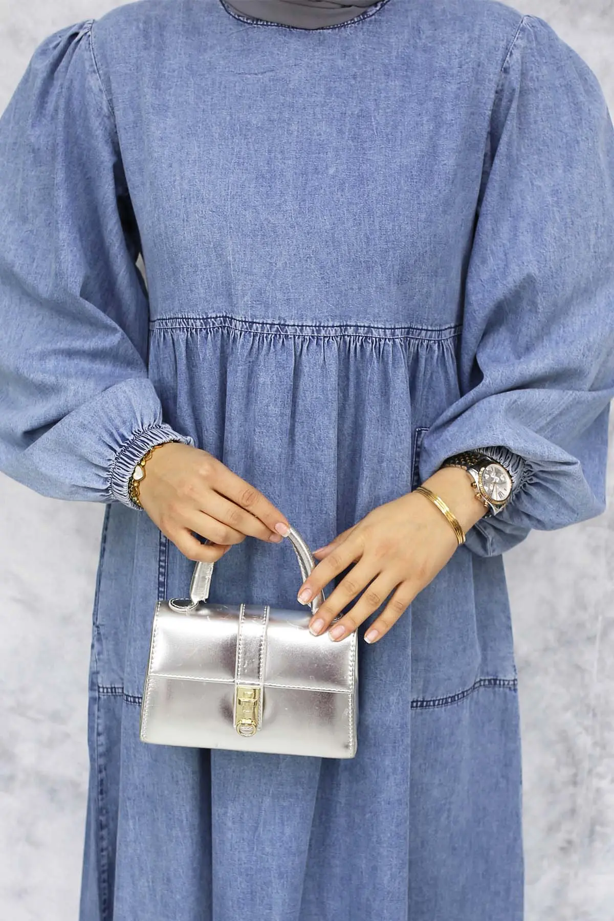 Jeans Dress With Pocket Detail-detail