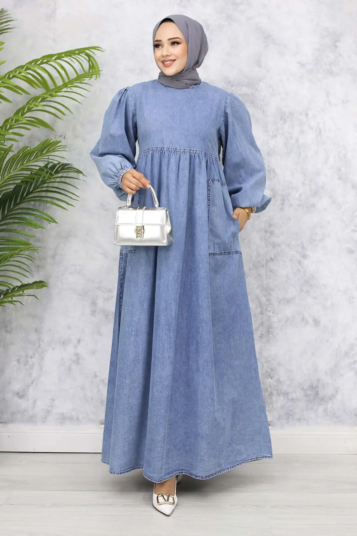 Jeans Dress With Pocket Detail-detail