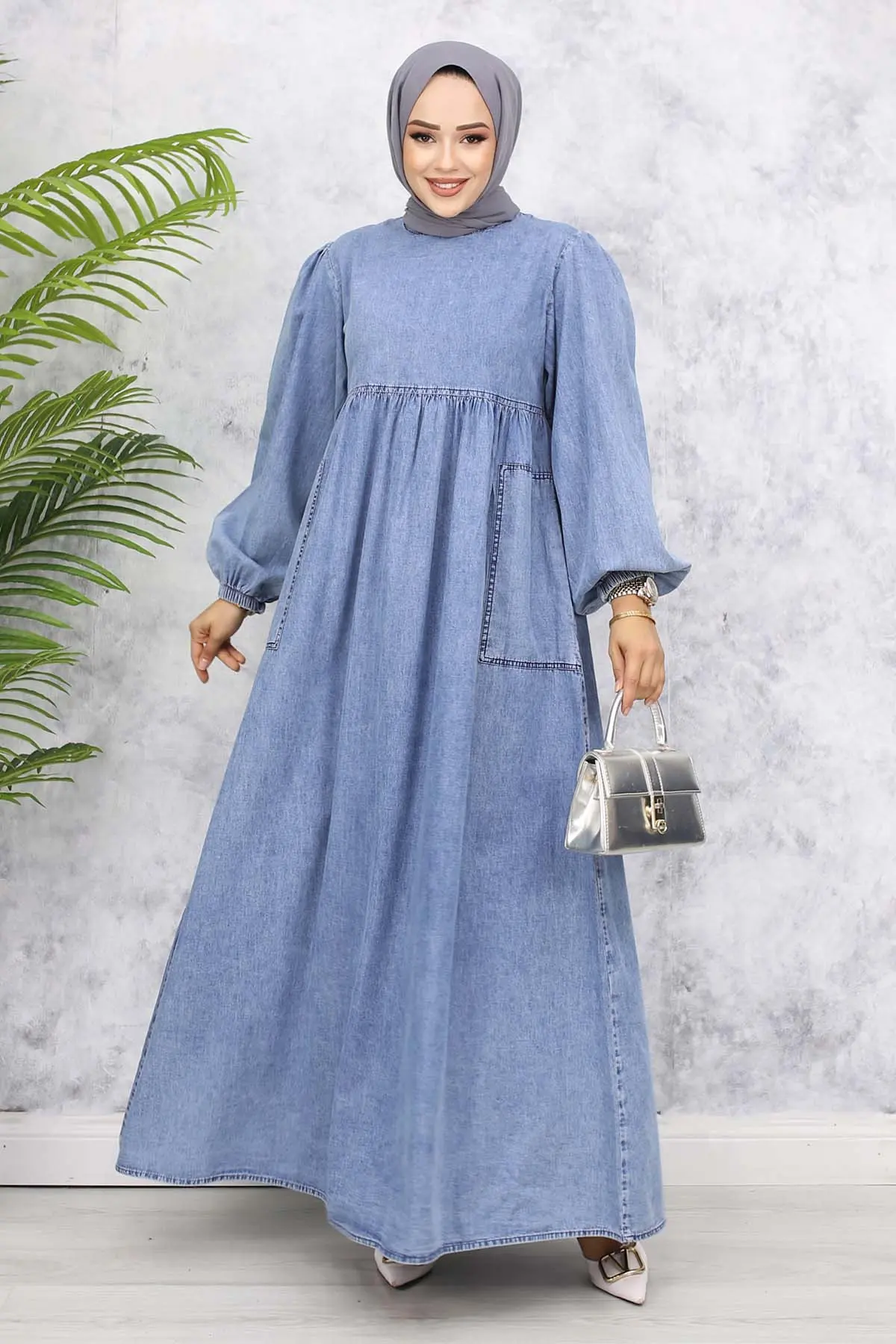 Jeans Dress With Pocket Detail-detail