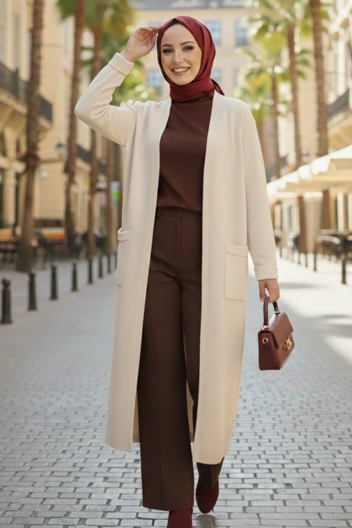 Long Knitted Cardigan With Pockets