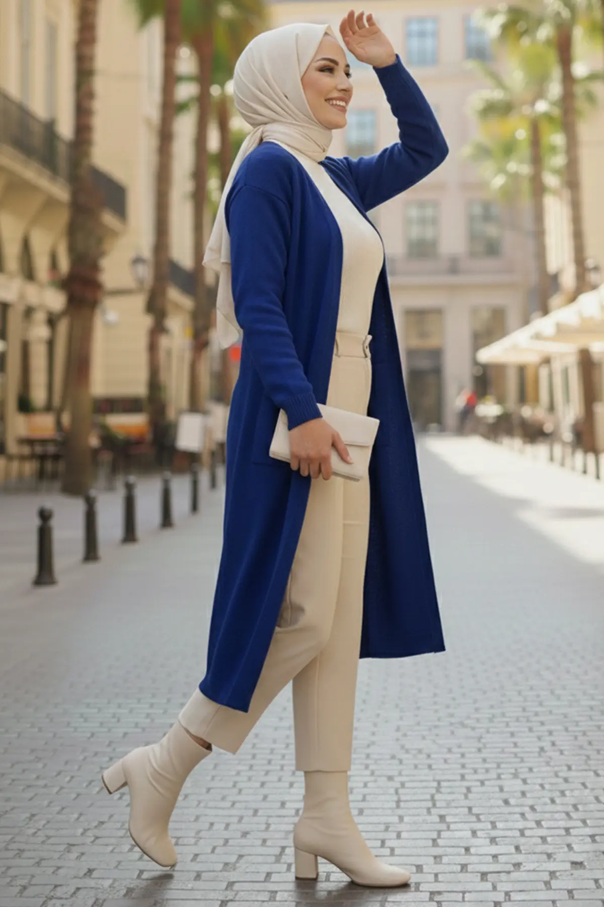 Long Knitted Cardigan With Pockets-detail