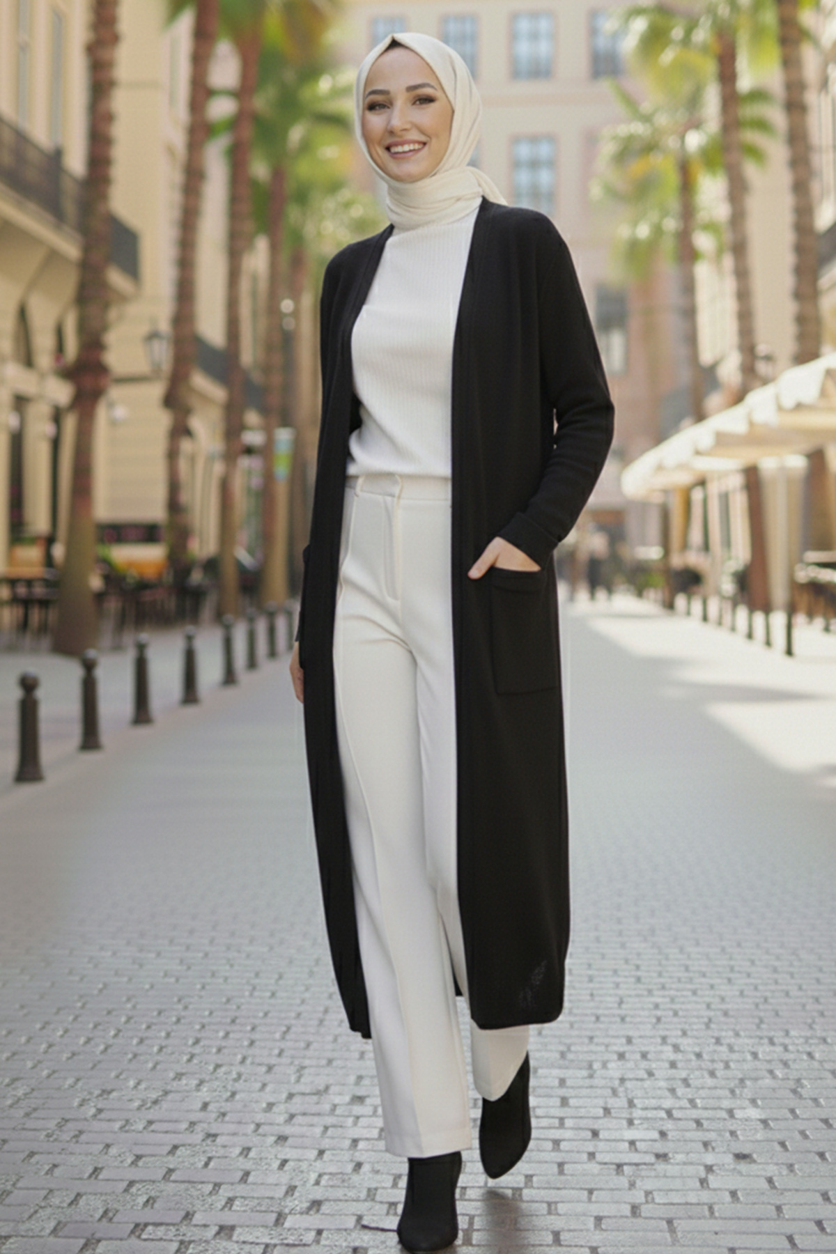 Cepli Uzun Triko Hırka