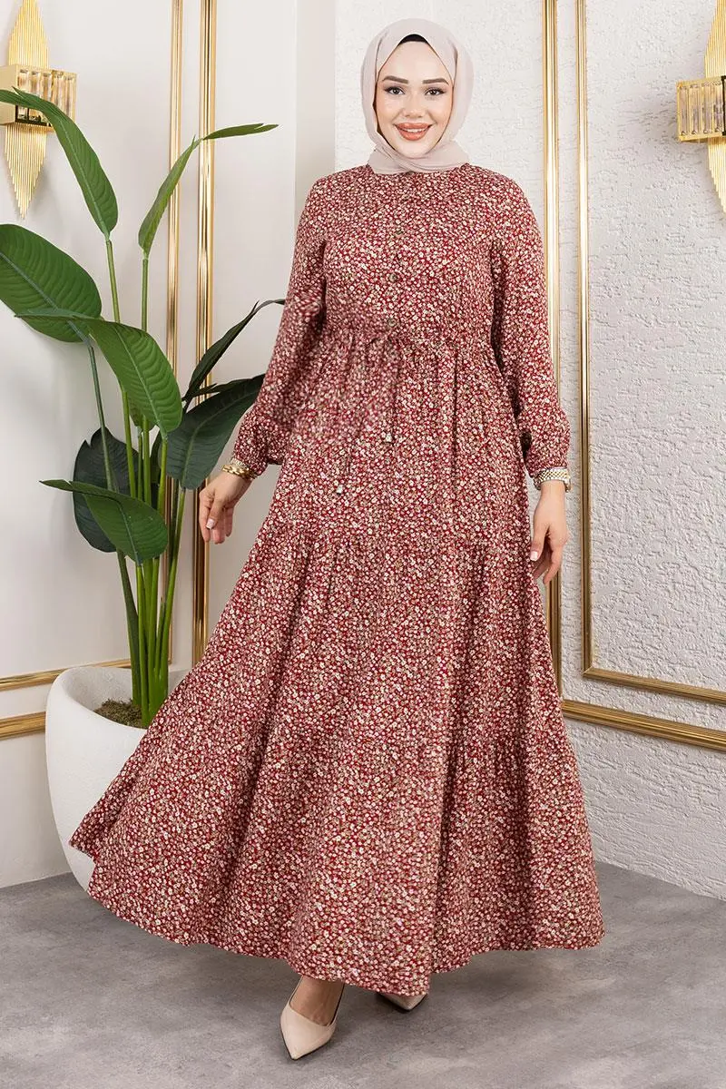 Çiçek Desenli Elbise-detail