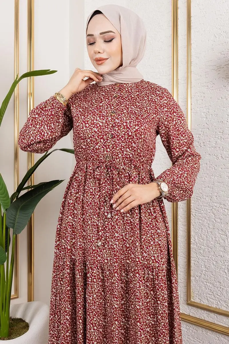 Çiçek Desenli Elbise-detail