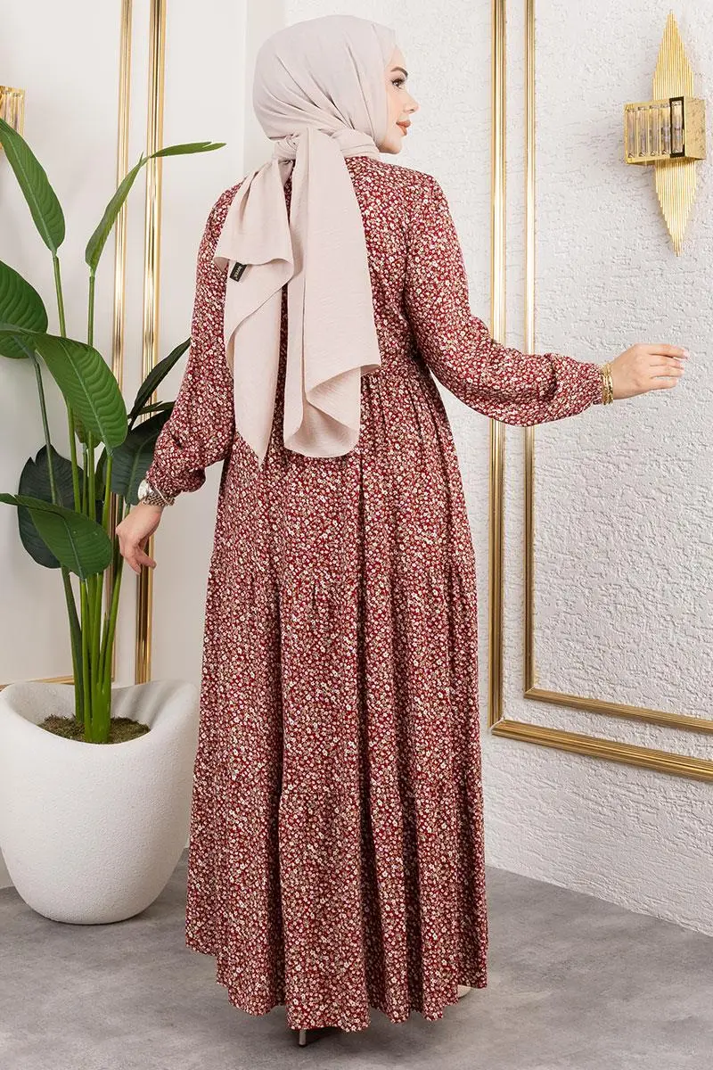 Çiçek Desenli Elbise-detail