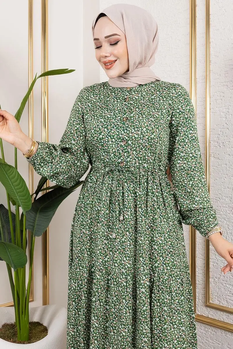 Çiçek Desenli Elbise-detail