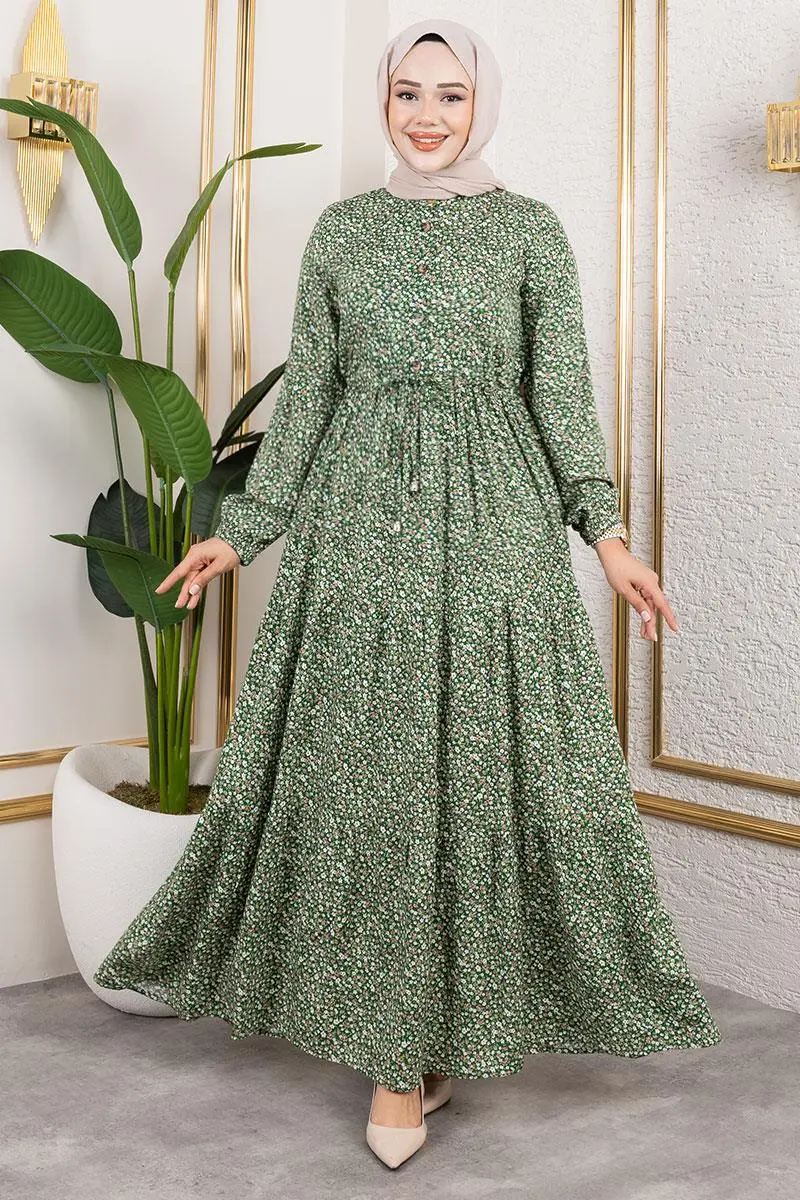 Çiçek Desenli Elbise-detail