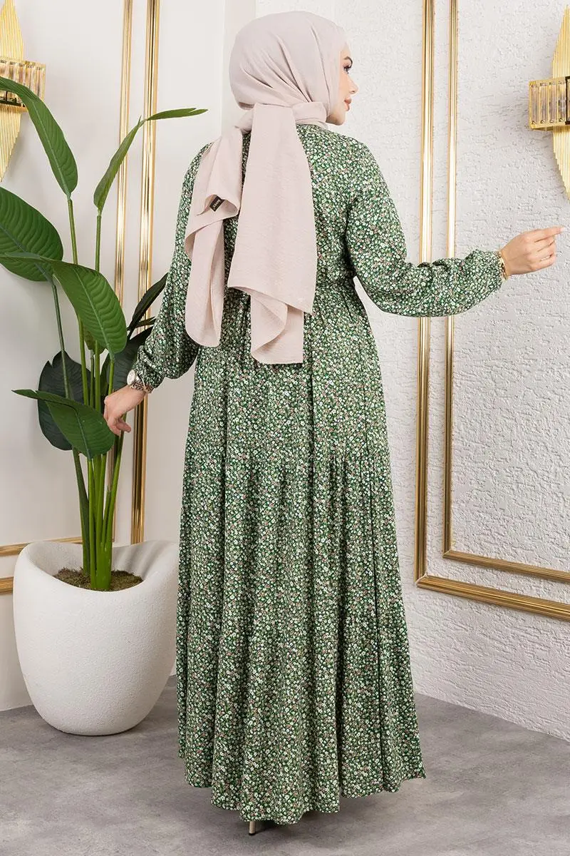 Çiçek Desenli Elbise-detail